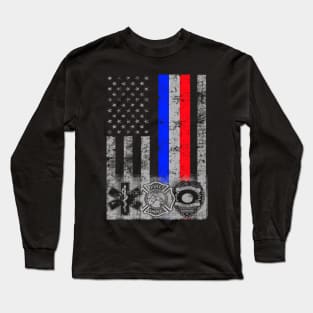 Fire Police Emt Responder Flag Long Sleeve T-Shirt